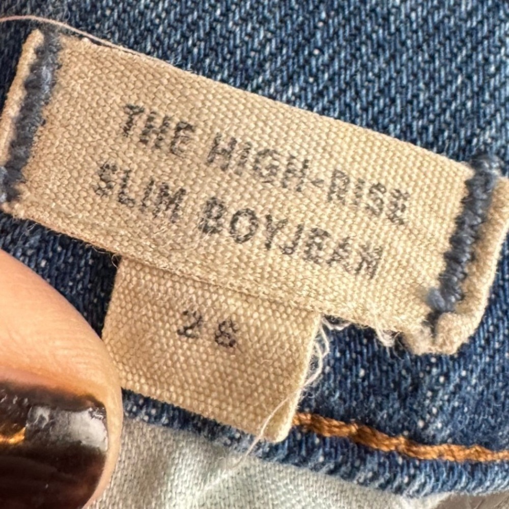 Madewell The High Rise Slim Boyjean Distressed Ripped Medium Wash Denim Size 28 - Picture 7 of 8